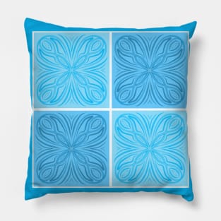 Tile pattern blue Pillow