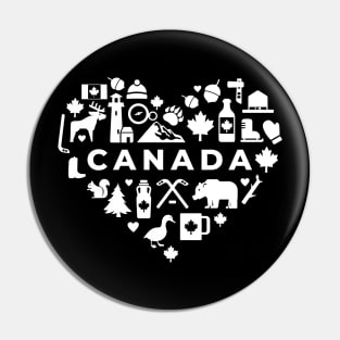 Canada White Heart Pin