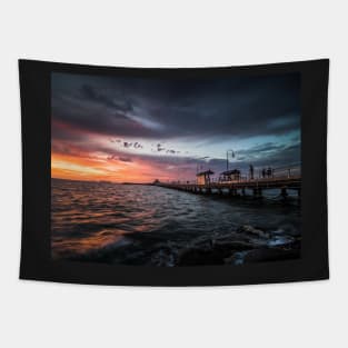 Moody Sunset at St Kilda Pier Tapestry