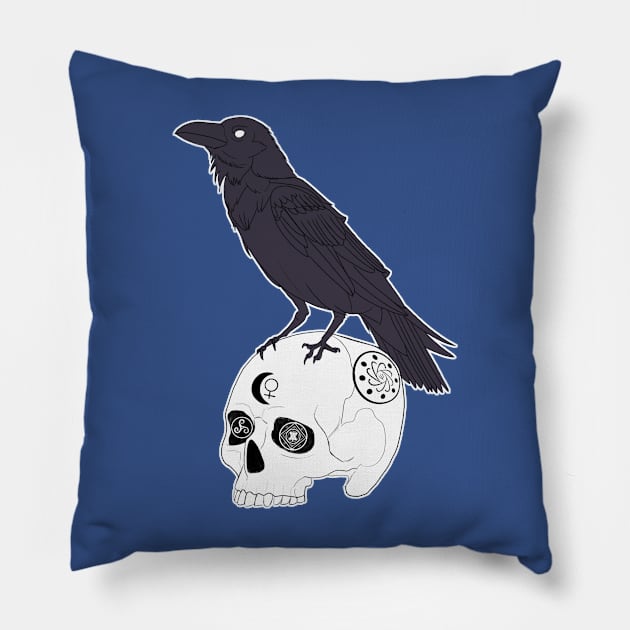 Crow and Skull Pillow by claudiecb