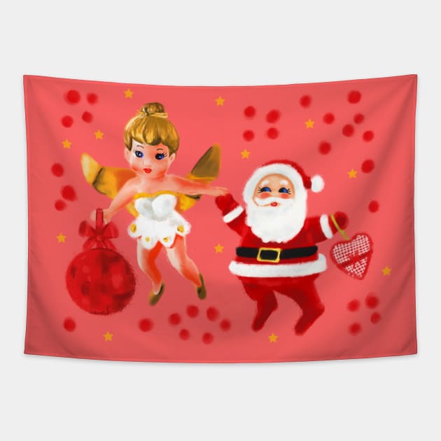 Cute angel and Santa Claus Together Tapestry by Mimie20