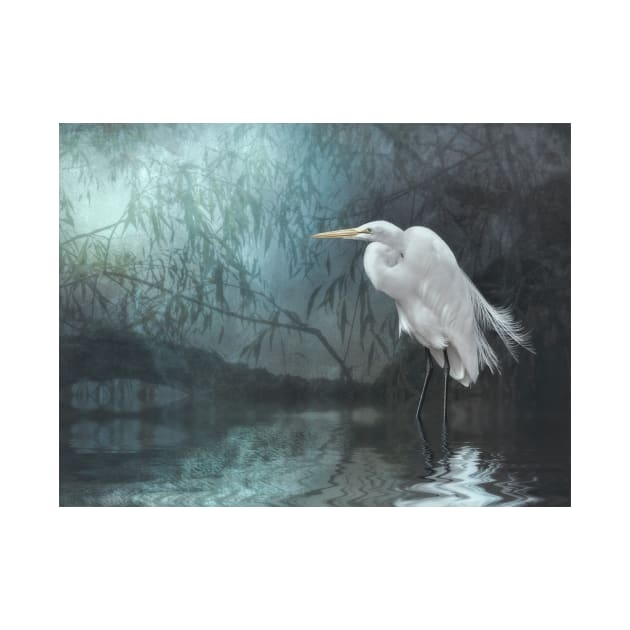 Great Egret in moonlight by Tarrby