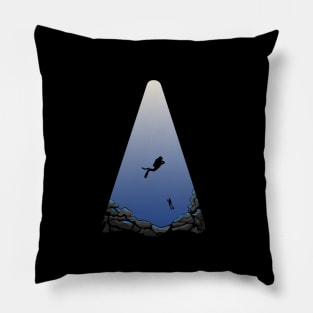 Descent into Darkness of Scuba Diving Pillow