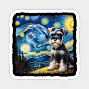 Starry Miniature Schnauzer Portrait - Dog Portrait Magnet