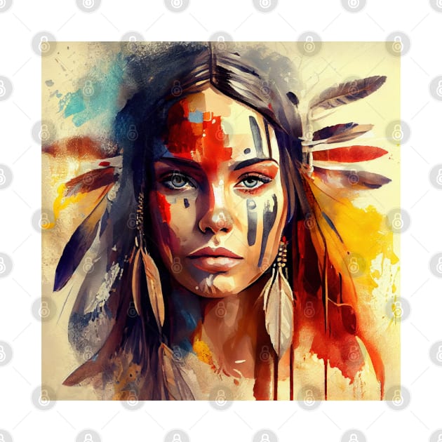 Powerful American Native Woman #3 by Chromatic Fusion Studio