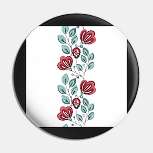 Colored Striped Pattern with Vintage Floral Motifs Pin