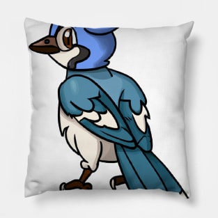 Cute Blue Jay Drawing Pillow