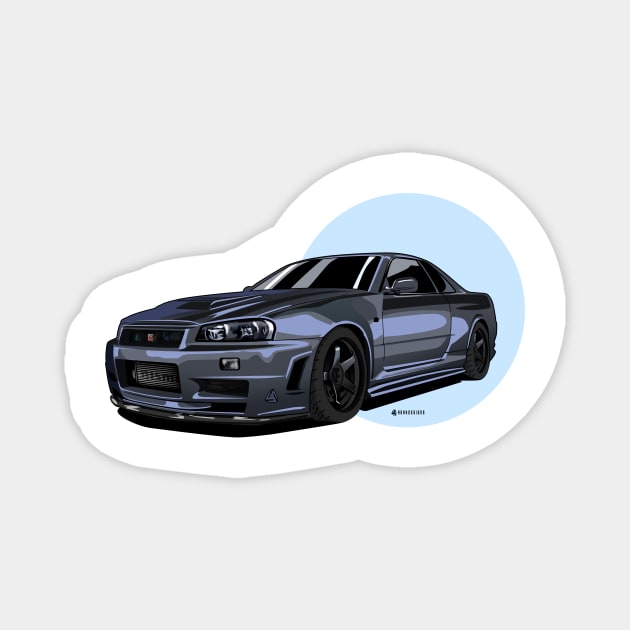 Godzilla SKYLINE GTR R34 Magnet by ASAKDESIGNS