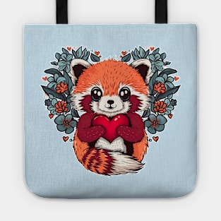 Cute Red Panda for Valentines Day Tote