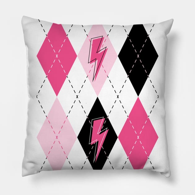 Preppy Pink Argyle Pillow by ameemax