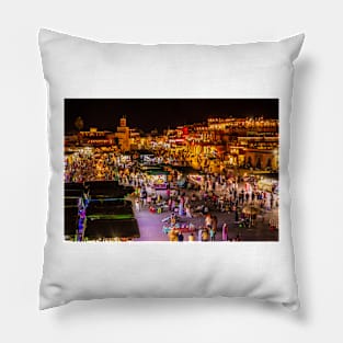 Jemaa el-Fnaa , Marrakech at night Pillow