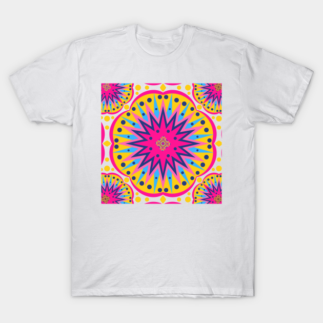 Yellow, Blue and Pink explosion of color - Colorful - T-Shirt | TeePublic