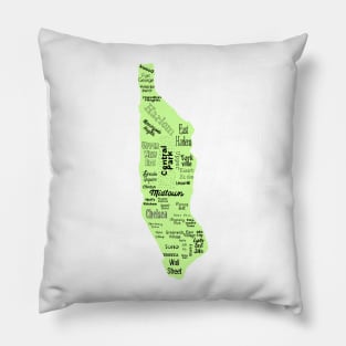 new york city/manhattan map - green Pillow