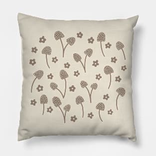 Autumn forest mushrooms in grey Pillow