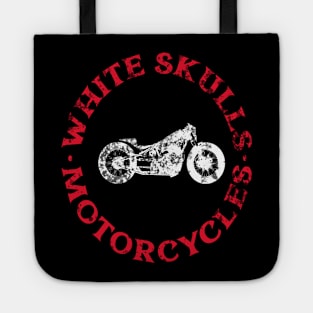 white, skull , motorcycle Tote