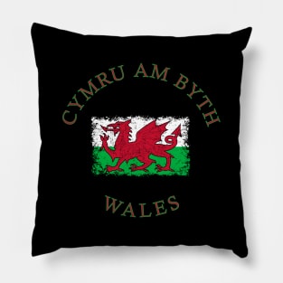 Flag of Wales UK Cymru Am Byth - seal - symbol - logo emblem retro vintage Pillow