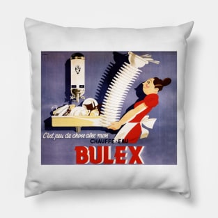 BULEX Cartoon Waitress Belgian Water Heater Vintage Advertisement Pillow