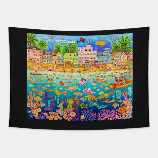 tropical swim beach party Tapestry