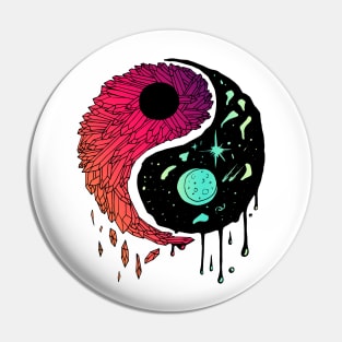 Blue Red Blend Yin Yang Crystals and The Night Sky Pin