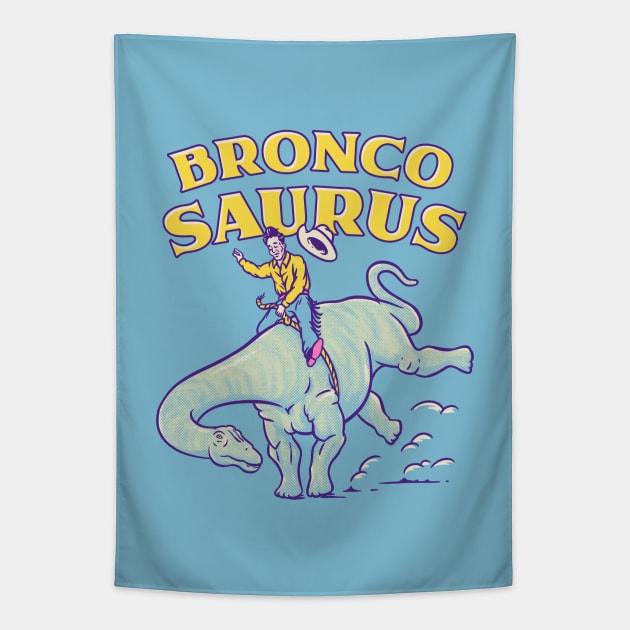 Rodeo Dino | Bronco-Saurus | Brontosaurus Tapestry by anycolordesigns