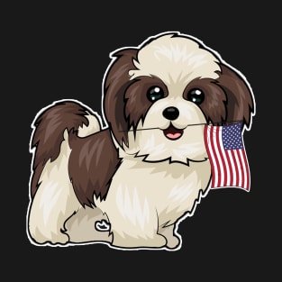 American Flag Shih Tzu Dog Love T-Shirt