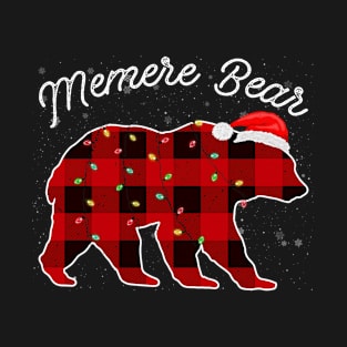 Memere Bear Santa Christmas Pajama Red Plaid Buffalo Family Funny T-Shirt