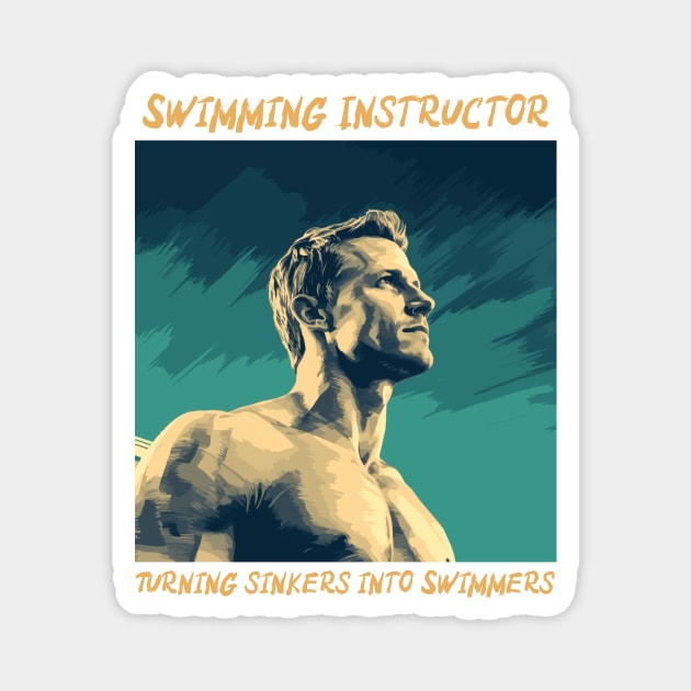 swim instructor, swim coach, swimming trainning, fun designs v9 Magnet by H2Ovib3s