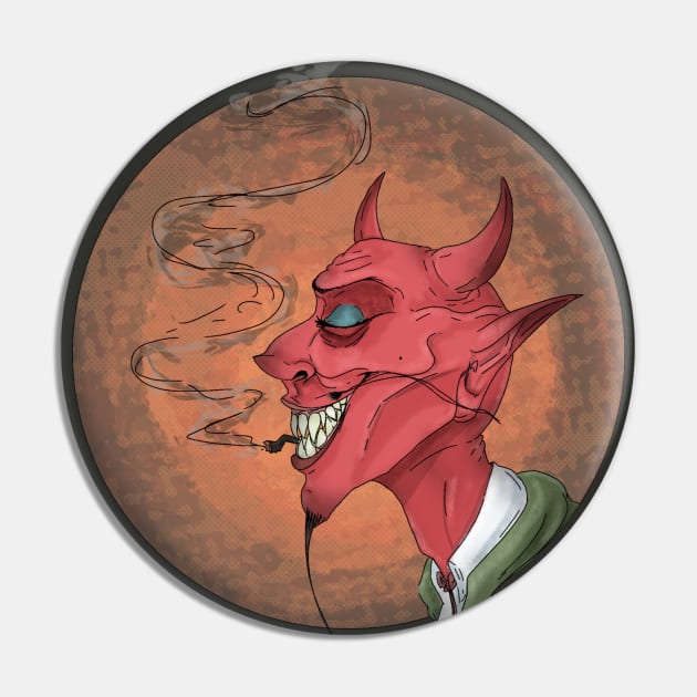 Devil face smoking cigarette Pin by Mimigshep