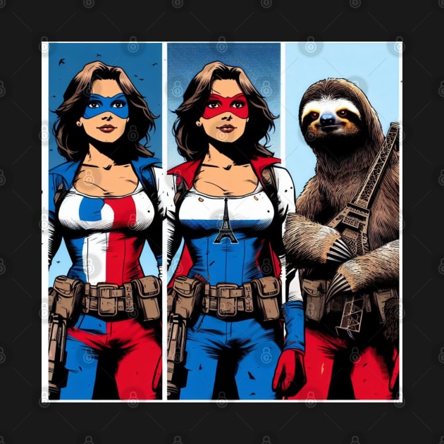 Francais: Female Gritty 80's Comic Book Hero with Sloth 1 by Woodpile