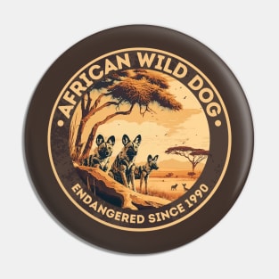 African Wild Dog Endangered Species Pin