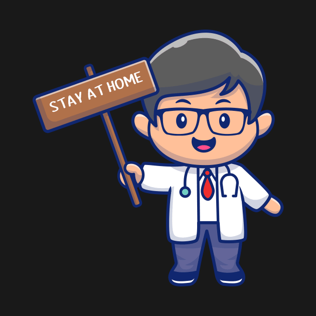 Cute doctor stay at home cartoon by Catalyst Labs