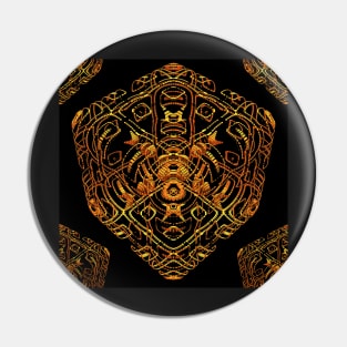 Gold Filigree 3-D Fractal Rendering Pin