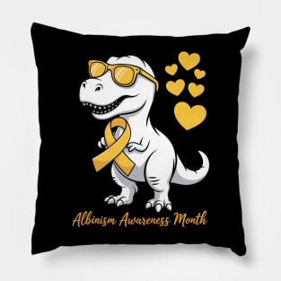 T-Rex Dinosaur Albinism Awareness Month Dino Kids Toddlers Pillow