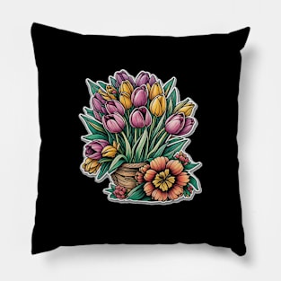 Tulip Positive Flora Minimalist Vintage Established Pillow