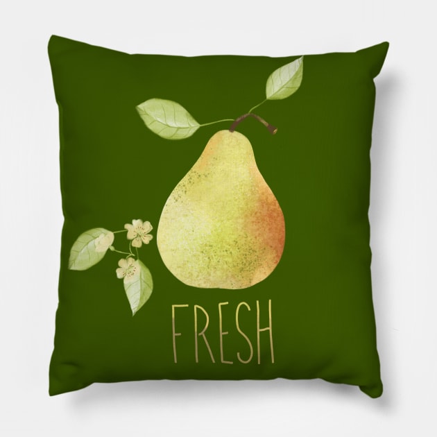 Fresh Pear and Blossom Pillow by Michele Norris