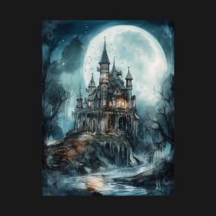 Gothic Futurism Castle in the Old Ancient Forest T-Shirt