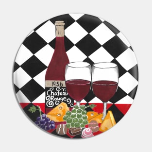 RED Wine Bottle And Wine Glasses Pin