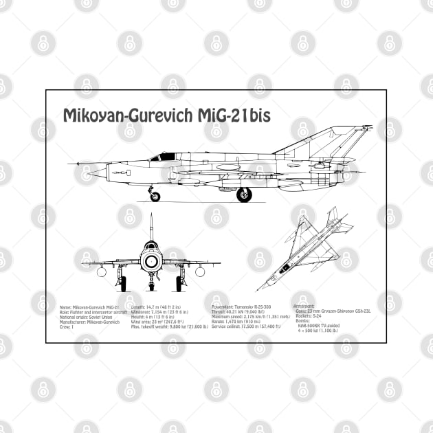 Mikoyan-Gurevich MiG-21 bis Fishbed Fighter - BD by SPJE Illustration Photography