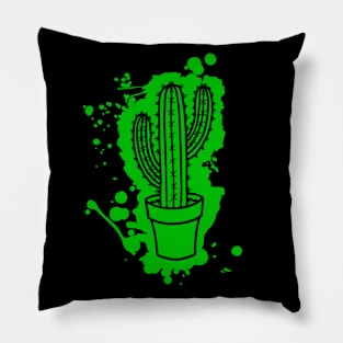 San Pedro Cactus - Splatter Cut Out Green Pillow