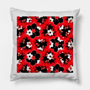red pink black and white floral spring pattern Pillow