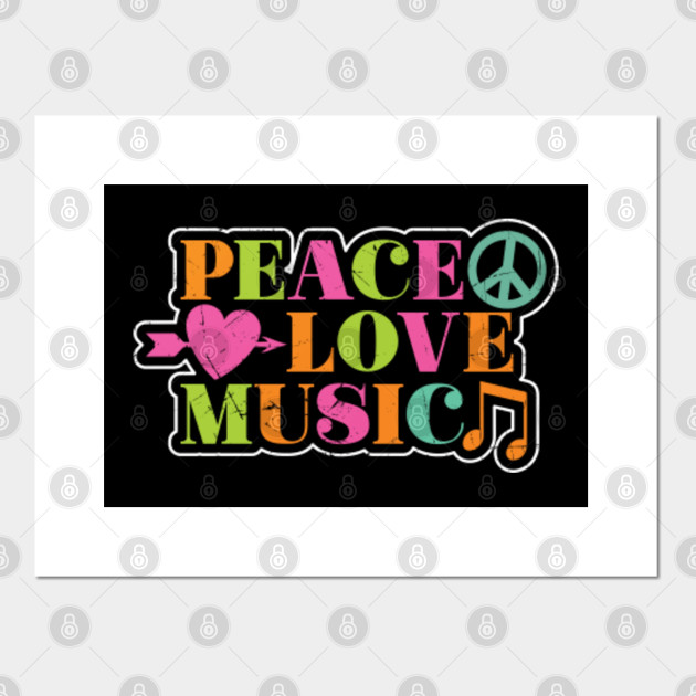 Peace Love Music I 60s Hippie Peace Sign Hippie Posters And Art Prints Teepublic See a recent post on tumblr from @vsthepomegranate about hippies. teepublic