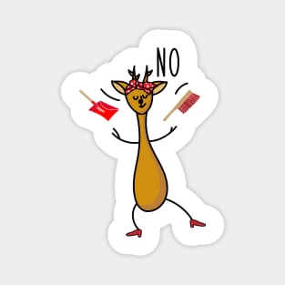 Funny woman deer says no Magnet