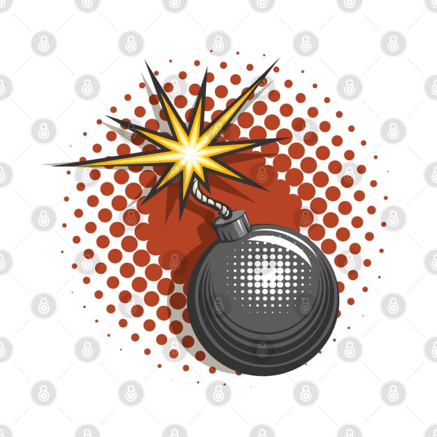 Cartoon Bomb With Burning Fuse in Pop art style. Vector illustration. by devaleta