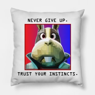 Peppy Hare Never Give Up (Black Text) Pillow