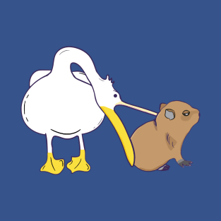 Pelican Tries To Eat Capybara 2 T-Shirt