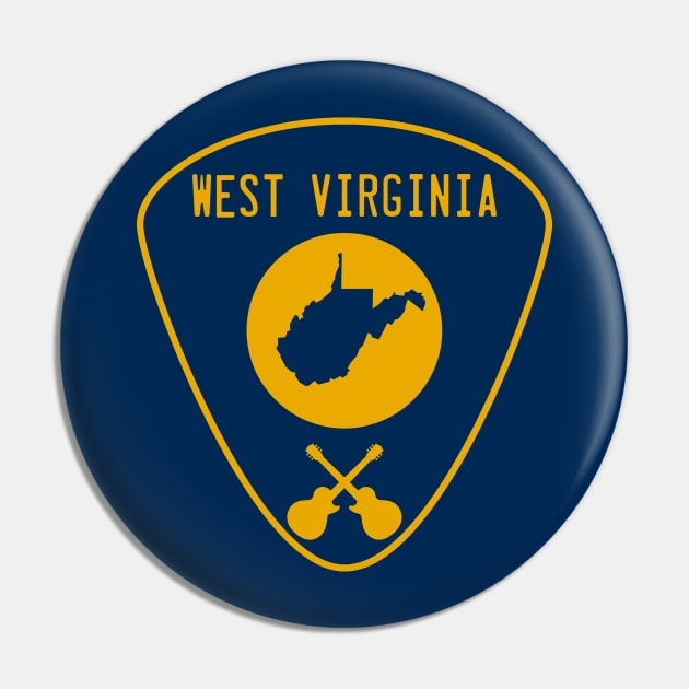 West Virginia Guitar Pick Pin by fearcity