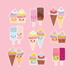 Cupcakes, Ice Cream and Ice Lolly T-Shirt