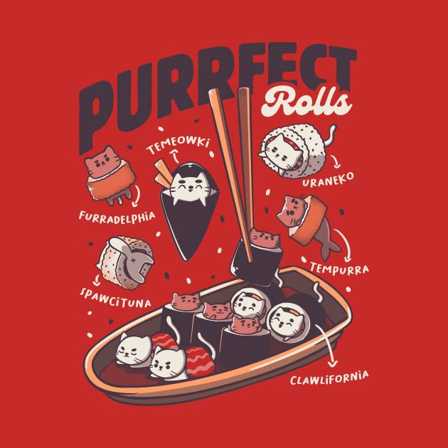 Purrfect Rolls Sushi Cat Sushi Lovers by Tobe Fonseca by Tobe_Fonseca
