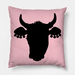 Black Cow Head Silhouette Pillow