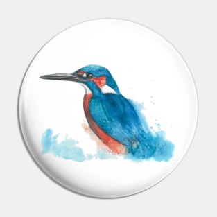 Kingfisher in Watercolour Pin